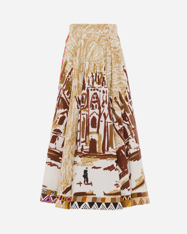 Print Pleated Skirt